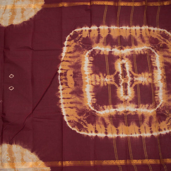 Sungudi Cotton Maroon Printed Saree