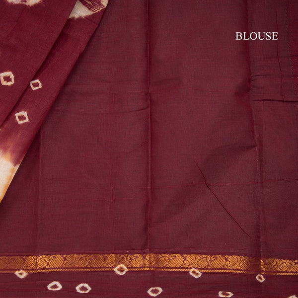 Sungudi Cotton Maroon Printed Saree