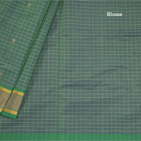 Venkatagiri Handloom Cotton Checked Fern Green Saree