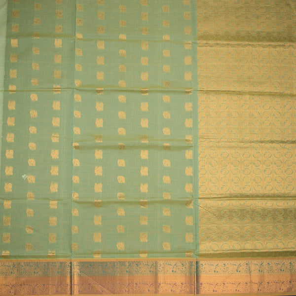 Venkatagiri Handloom Cotton Light Olive Green Saree Without Blouse 02