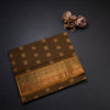 Venkatagiri Handloom Cotton Dark Brown Saree Without Blouse 04