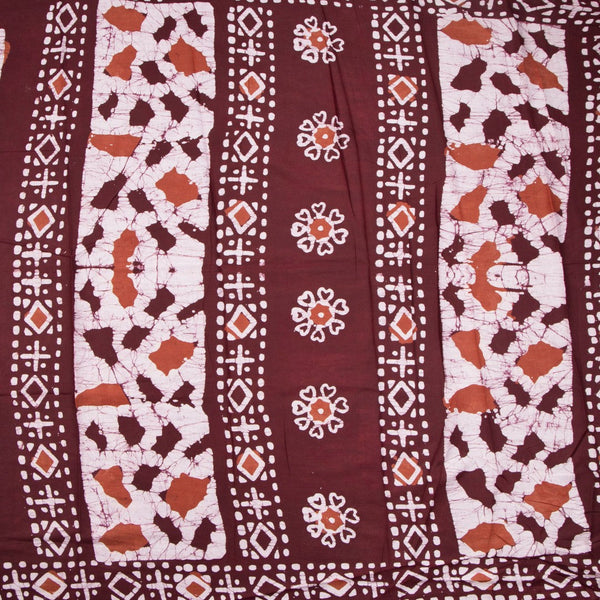 Chanderi Cotton Batik Printed Brown Saree