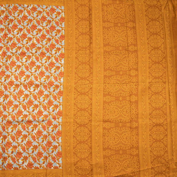 Chanderi Cotton Floral Printed Mustard Saree