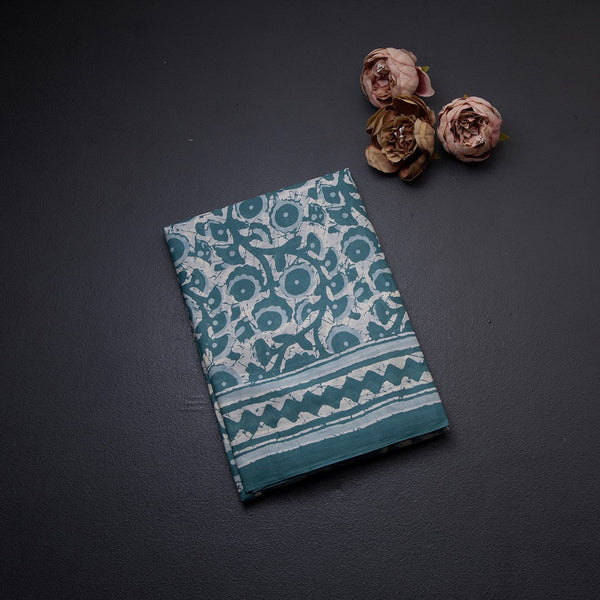 Chanderi Cotton Shibori Printed Light Sea Green Saree