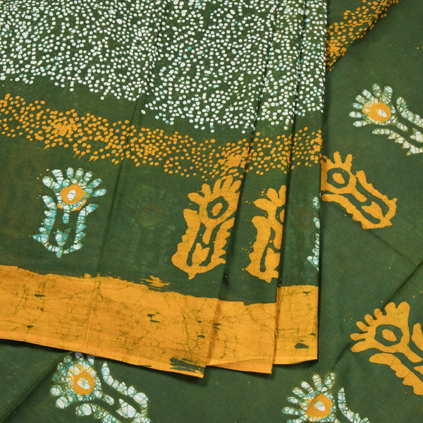 Chanderi Cotton Shibori Printed Green Saree