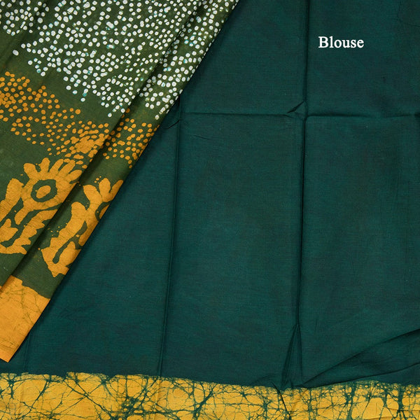Chanderi Cotton Shibori Printed Green Saree