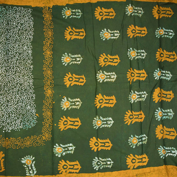 Chanderi Cotton Shibori Printed Green Saree