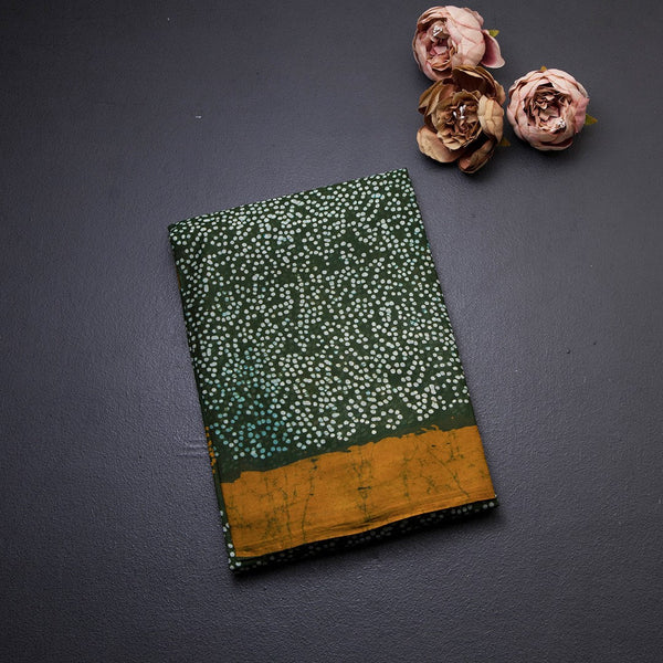 Chanderi Cotton Shibori Printed Green Saree