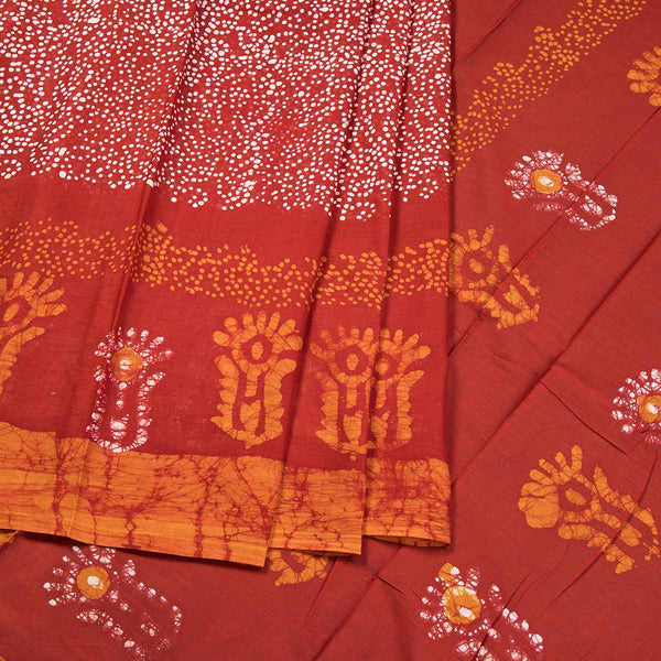 Chanderi Cotton Shibori Printed Red Saree