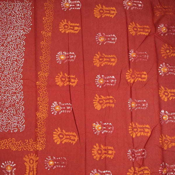 Chanderi Cotton Shibori Printed Red Saree