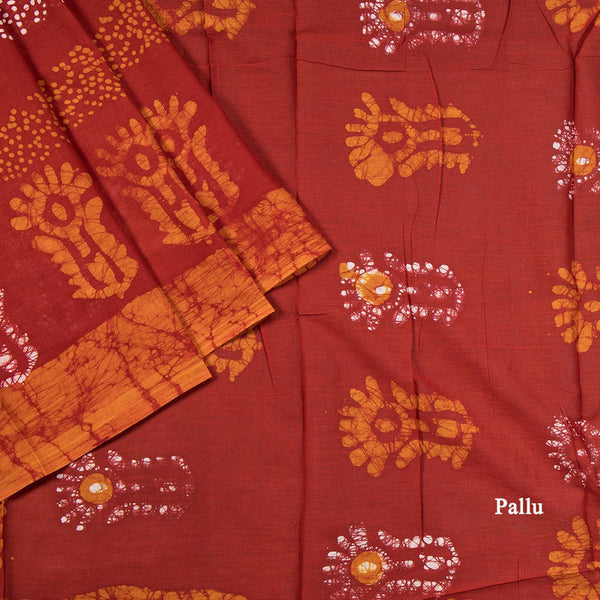 Chanderi Cotton Shibori Printed Red Saree