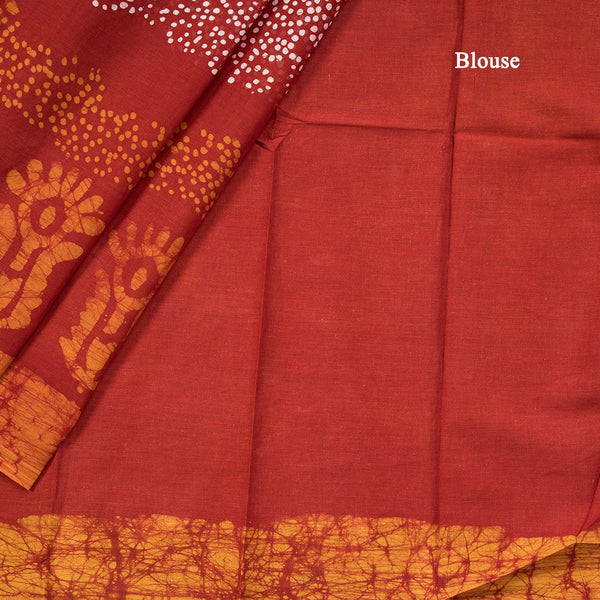 Chanderi Cotton Shibori Printed Red Saree