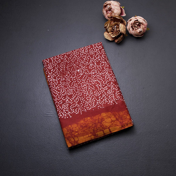 Chanderi Cotton Shibori Printed Red Saree