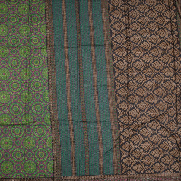 Chanderi Cotton Abstract Printed Green Saree