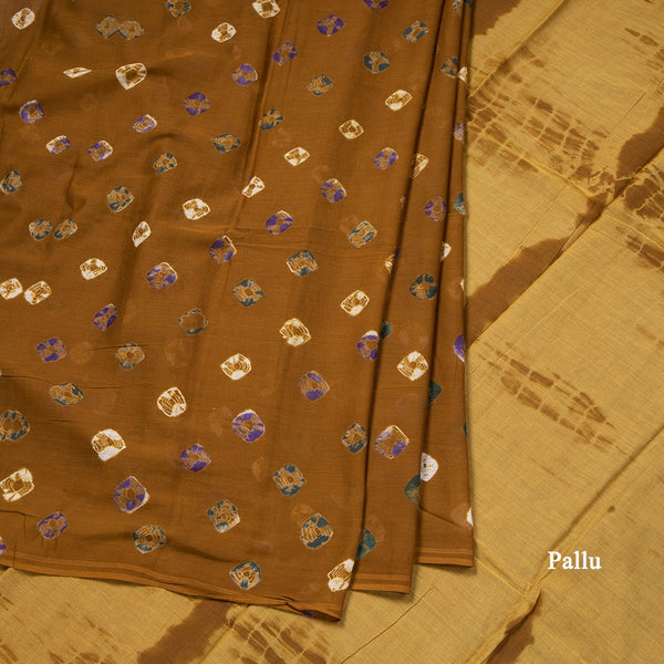 Mul Mul Cotton Light Brown Printed Saree 03