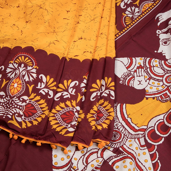 Mul Mul Cotton Maroon Printed Saree 04
