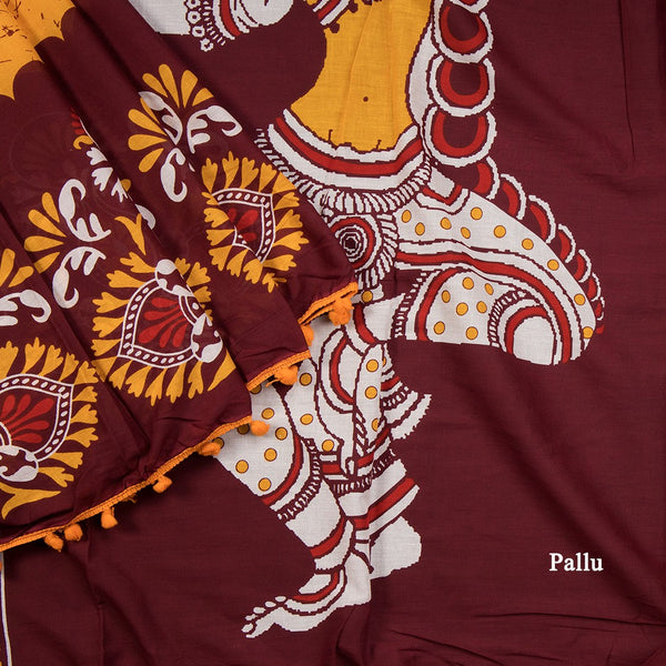 Mul Mul Cotton Maroon Printed Saree 04