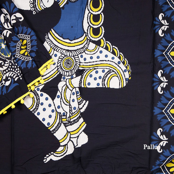 Mul Mul Cotton Robin Blue Printed Saree