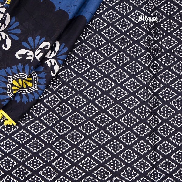 Mul Mul Cotton Robin Blue Printed Saree