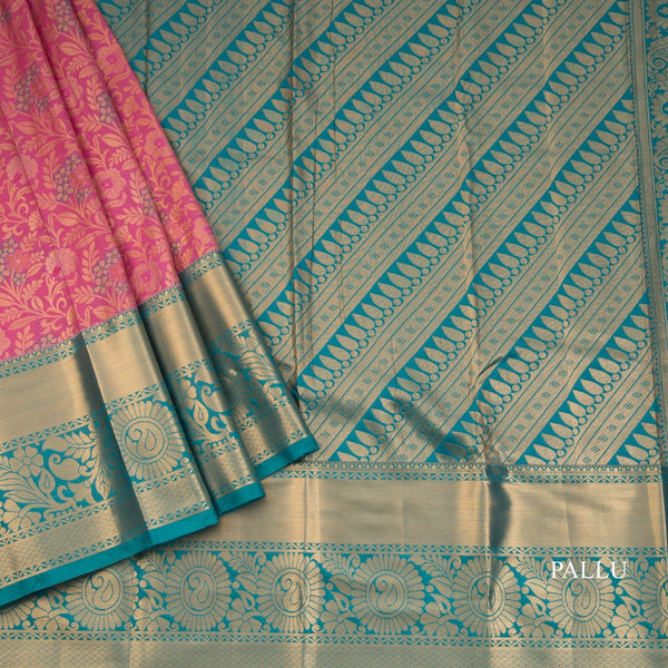 Pink Semi Silk Saree With Contrast Border