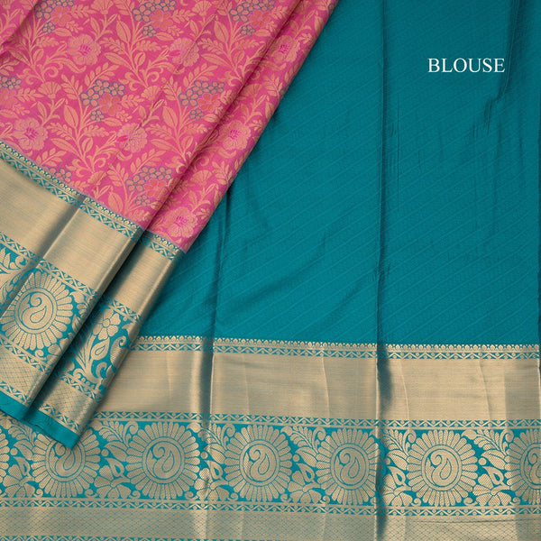 Pink Semi Silk Saree With Contrast Border