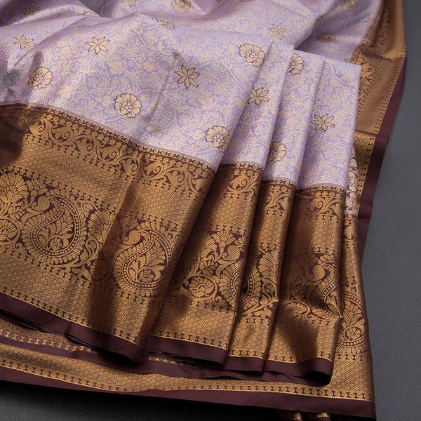 Pastel Purple Semi Silk Saree With Contrast Border