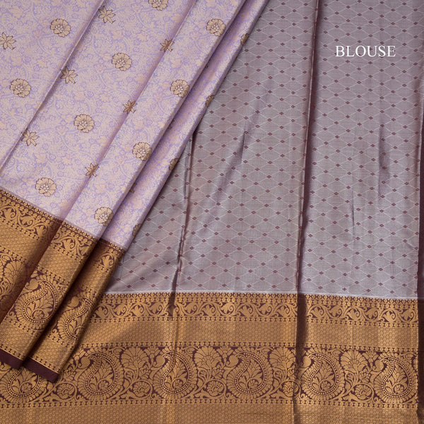 Pastel Purple Semi Silk Saree With Contrast Border