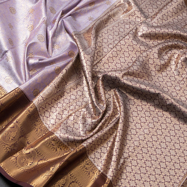 Pastel Purple Semi Silk Saree With Contrast Border