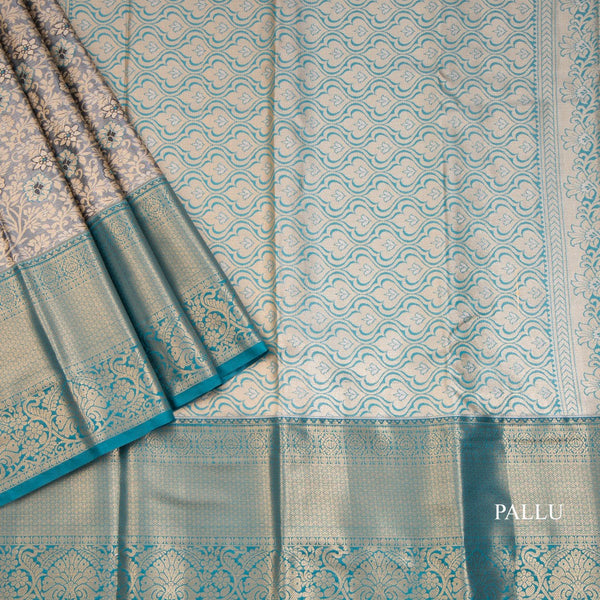 Ash Semi Silk Saree With Contrast Border