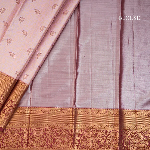 Peach Semi Silk Saree With Contrast Border