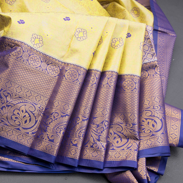 Light Green Semi Silk Saree With Contrast Border