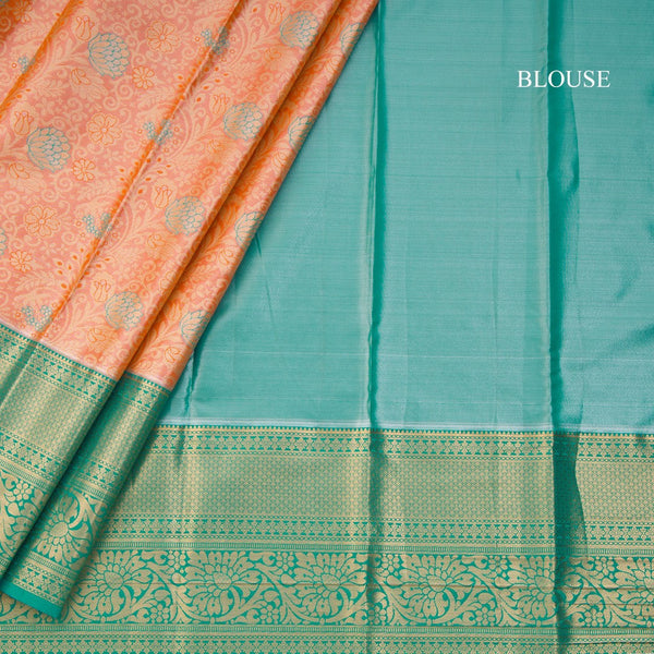 Light Orange Semi Silk Saree With Contrast Border