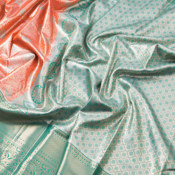 Light Orange Semi Silk Saree With Contrast Border