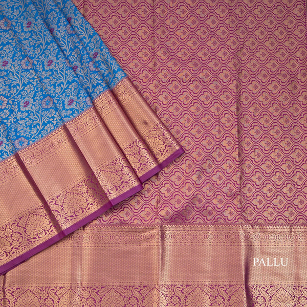 Blue Semi Silk Saree With Contrast Border 01