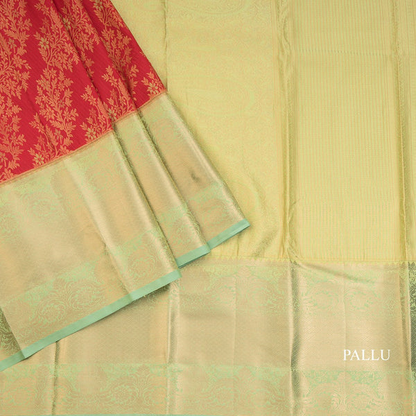 Red Semi Silk Saree With Contrast Border