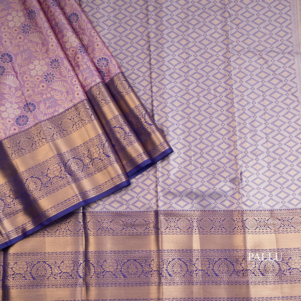Pastel Purple Semi Silk Saree With Contrast Border 02