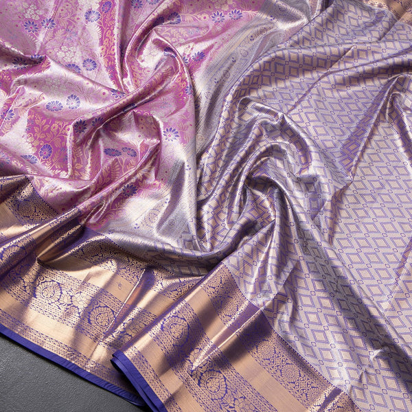 Pastel Purple Semi Silk Saree With Contrast Border 02