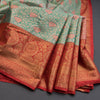 Green Semi Silk Saree With Contrast Border 02