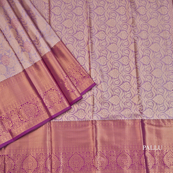 Light Violet Semi Silk Saree With Contrast Border