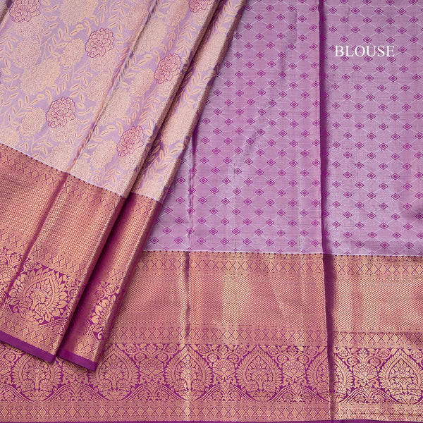 Light Violet Semi Silk Saree With Contrast Border