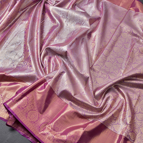 Light Violet Semi Silk Saree With Contrast Border