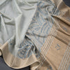 Grey Semi Linen Thread Embroidered Saree