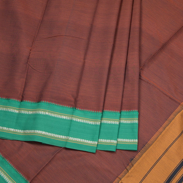 Dharwad Cotton Dark Maroon Striped Saree