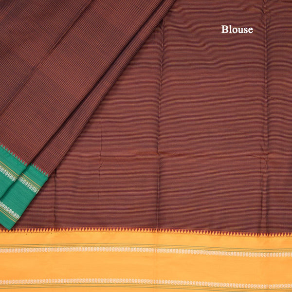 Dharwad Cotton Dark Maroon Striped Saree