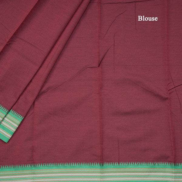 Dharwad Cotton Dark Marron Plain Saree