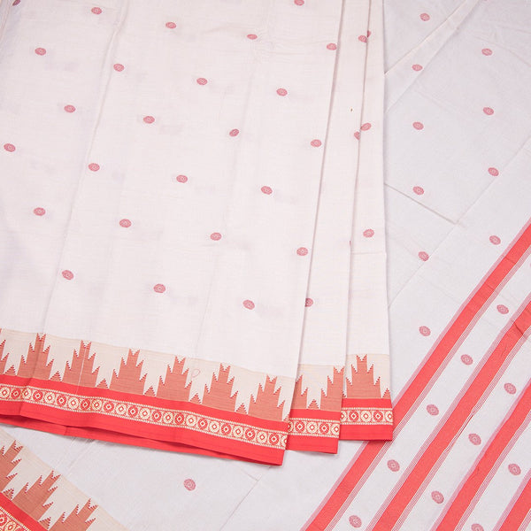 Dharwad Cotton Cream Thread Embroidered Saree