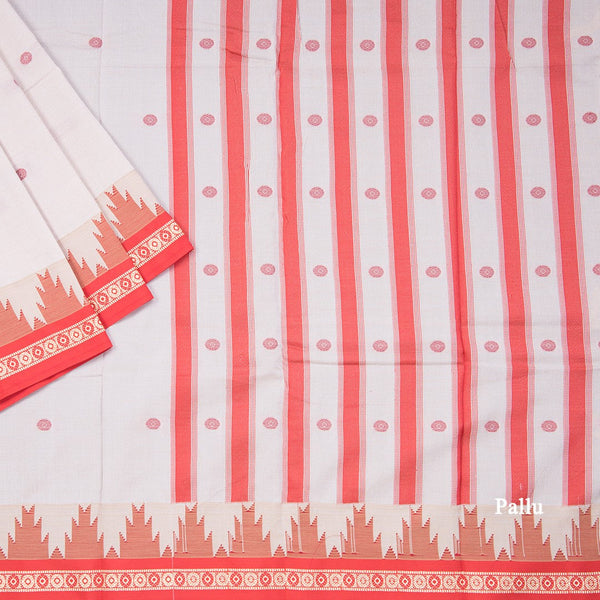 Dharwad Cotton Cream Thread Embroidered Saree