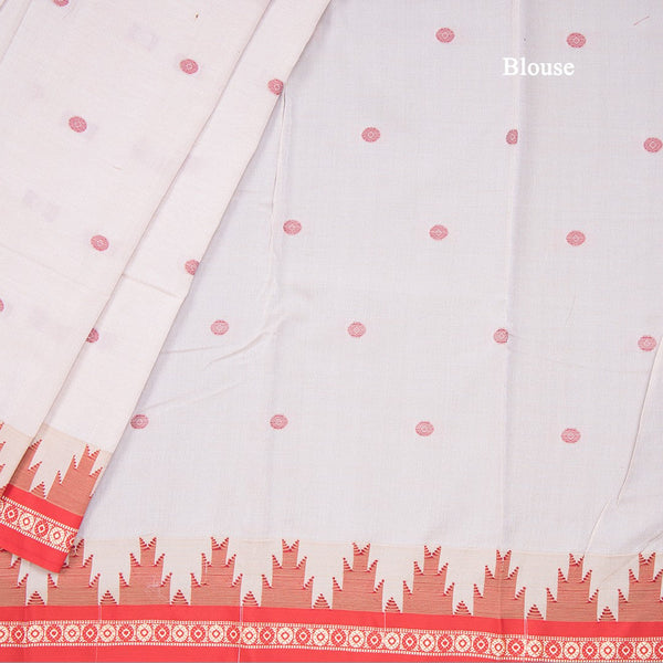 Dharwad Cotton Cream Thread Embroidered Saree