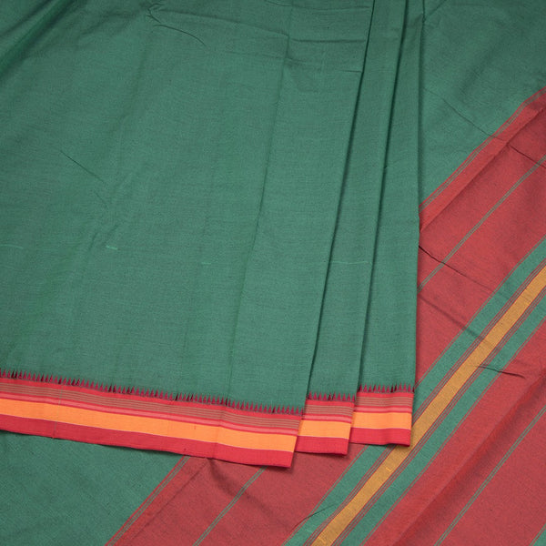 Dharwad Cotton Green Plain Saree 03