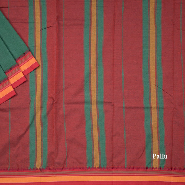 Dharwad Cotton Green Plain Saree 03